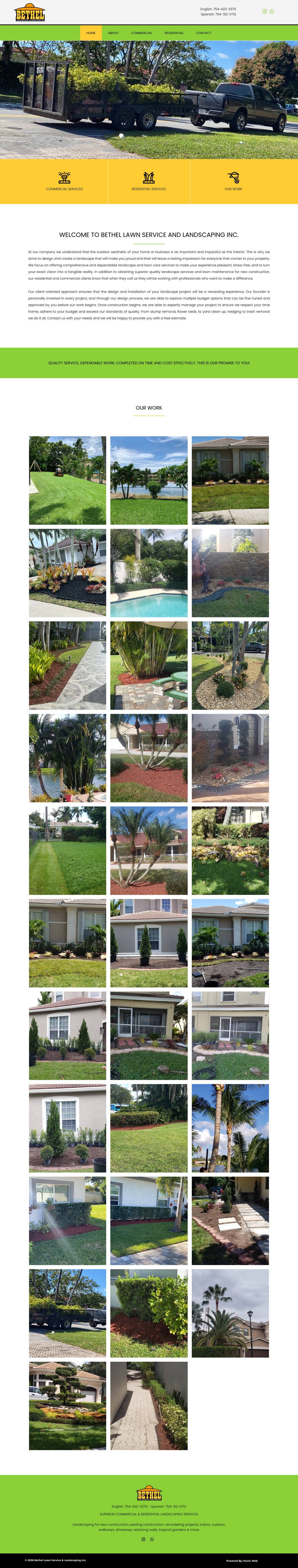Bethel Lawn's current website — a dated template site